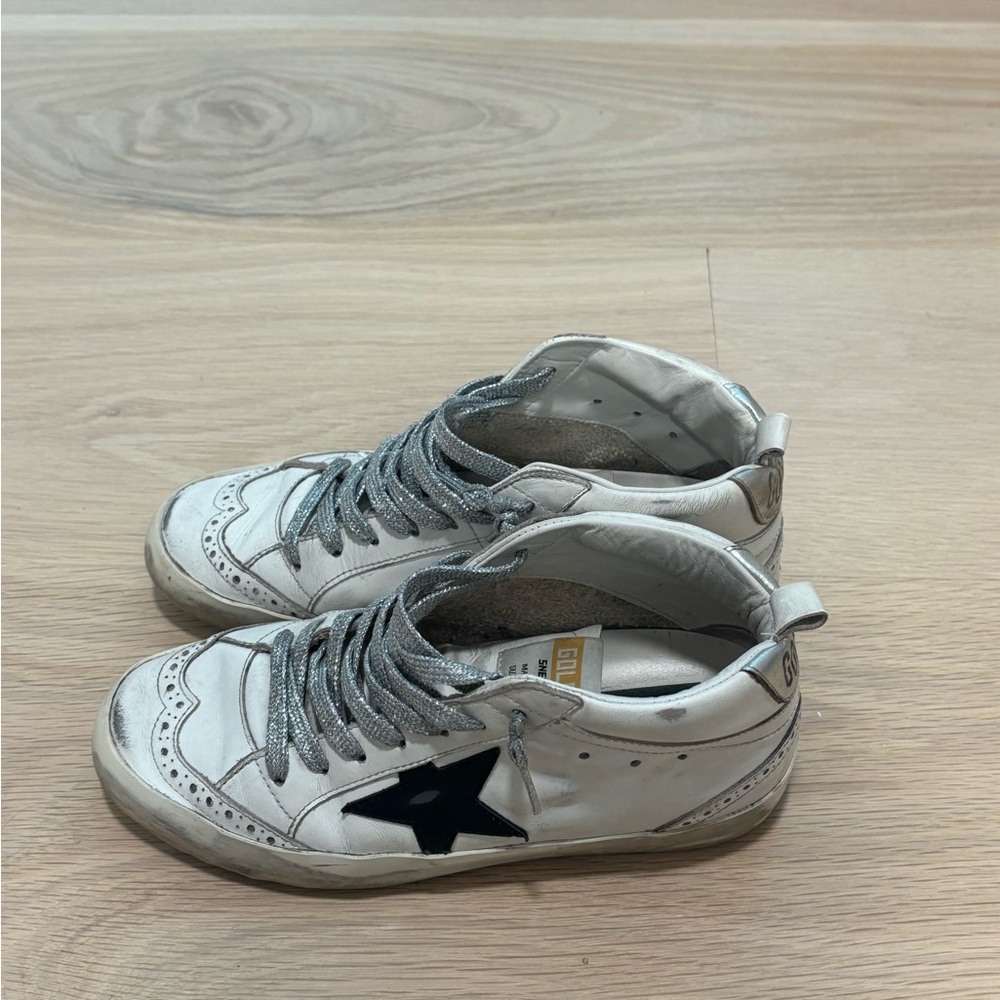 Golden goose mid star leather wing tip sneakers